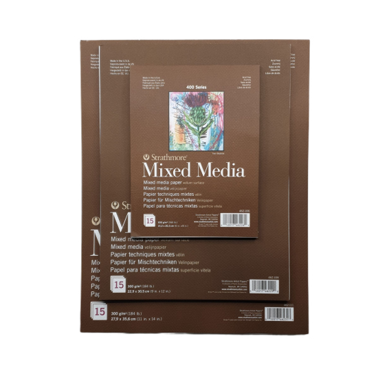 Strathmore A3 Pad Mixed Media (27.9X35.6 CM x 15 sheets) 300 g/m2 natural white paper color 400 Series Heavyweight (14*11 IN)